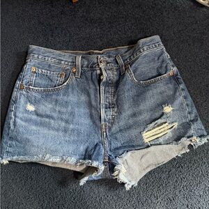 Levi's Blue Distressed Jean Shorts